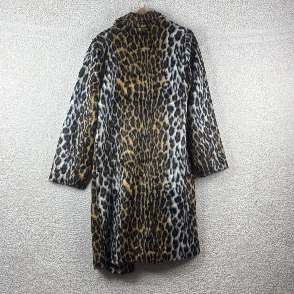 NWOT G by Giuliana Women Brown Black Leopard Print Faux Fur Tuxedo Coat Size LP - Picture 9 of 16